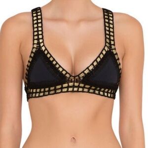 Kulani Kinis Black and Gold Studded Bikini Top
